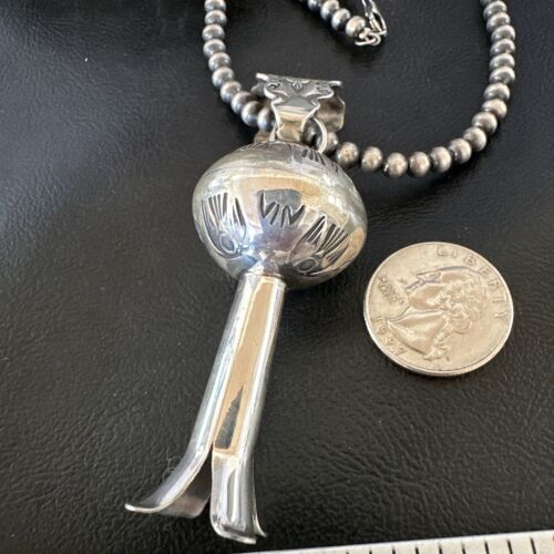 Native American Navajo Sterling Silver Necklace | 3.5" Naja Pendant | 20" | 16480