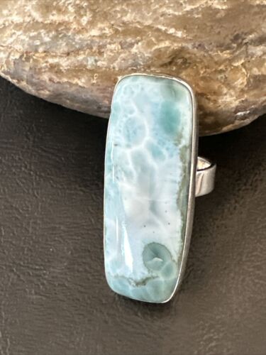 Navajo Blue Larimar Ring | Sterling Silver | Sz 10 | Authentic Native American Handmade | 17586