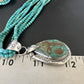 Blue Turquoise Pendant | Navajo Pearls | Sterling Silver Bead Necklace 17" | Multi-Strand | 15994