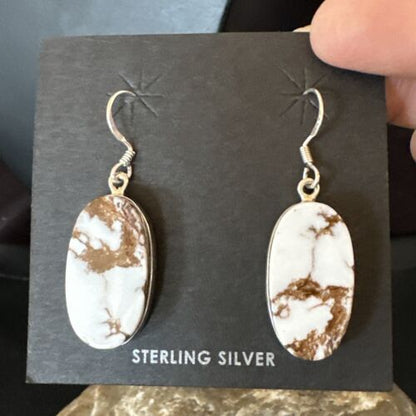 Navajo Wild Horse Turquoise Dangle Earrings | Sterling Silver | Authentic Native American Handmade | 15743