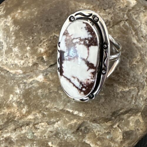 Women's Wild Horse Turquoise Ring | Navajo Sterling Silver | Sz 9 | Authentic Native American Handmade | 16471
