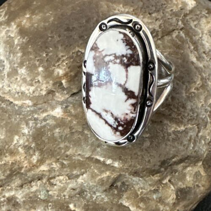 Women's Wild Horse Turquoise Ring | Navajo Sterling Silver | Sz 9 | Authentic Native American Handmade | 16471