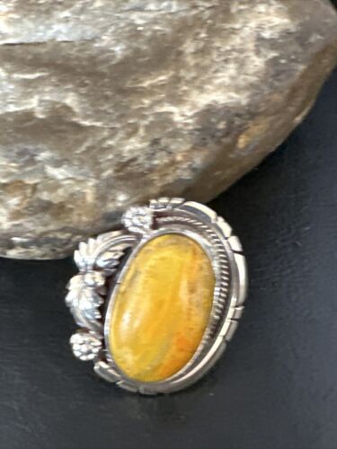 Navajo Yellow Bumble Bee Jasper Ring | Sterling Silver | Sz 9.5 | Authentic Native American Handmade | 14947