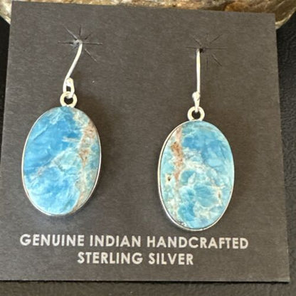 Blue Denim Lapis Dangle Earrings | Sterling Silver | 1" | 15798