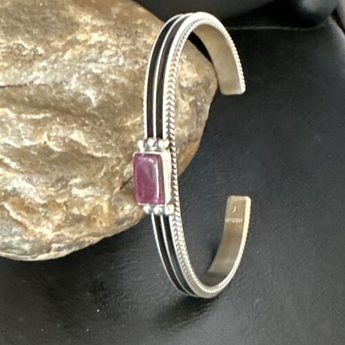 Navajo Purple Spiny Oyster Cuff Bracelet | Sterling Silver | Authentic Native American Handmade | 15159
