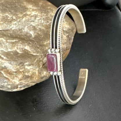Navajo Purple Spiny Oyster Cuff Bracelet | Sterling Silver | Authentic Native American Handmade | 15159