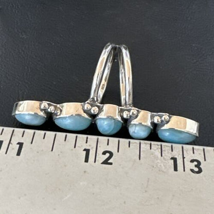 Navajo Blue Larimar Multi-Stone Ring | Authentic Native American Sterling Silver | Multi-Stone | Sz 8.5 | 15970