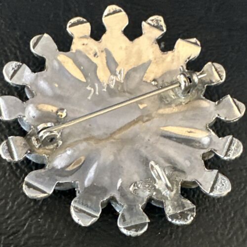 Zuni Sunface Inlay Turquoise Mother of Pearl Pin Pendant | Sterling Silver | Authentic Native American Handmade | 15208