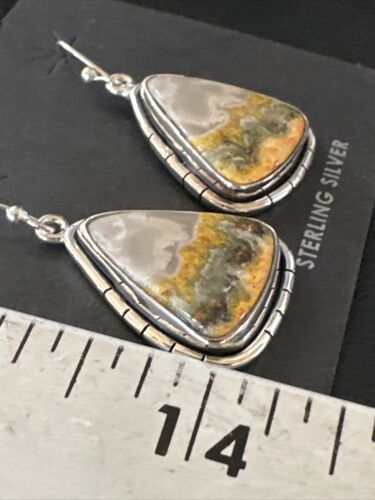 Navajo Bumblebee Jasper Earrings | Sterling Silver | Authentic Native American Handmade | 15838