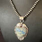 Men's Blue Heart Denim Lapis Pendant | Navajo Pearls Sterling Silver Necklace 21" | 15522