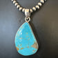 Blue Kingman Turquoise Pendant | Navajo Pearls | Sterling Silver Necklace 20" | 16999