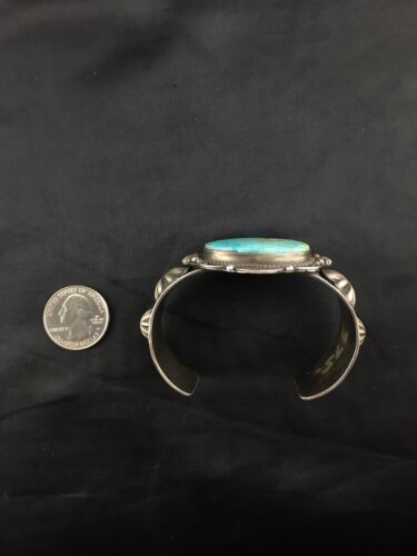 Navajo Kingman Turquoise Cuff Bracelet | Sterling Silver | Authentic Native American Handmade | 4538