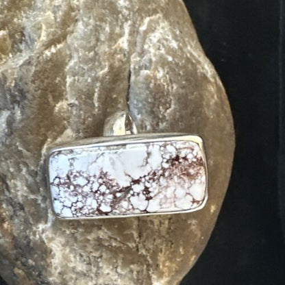 Navajo Wild Horse Turquoise Ring | Sterling Silver | Sz 7 Adjustable | Authentic Native American Handmade | 15543