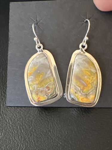 Navajo Bumblebee Jasper Earrings | Sterling Silver | Authentic Native American Handmade | 15829