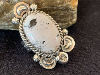 Southwestern Men's White Buffalo Turquoise Ring | Sterling Silver | Sz 10 | 433