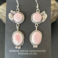Navajo Pink Conch Shell Dangle Earrings | Sterling Silver | Authentic Native American Handmade | 17196