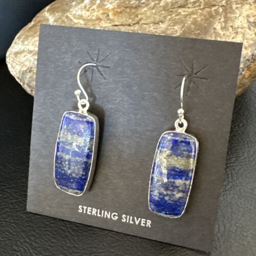 Blue Denim Lapis Dangle Earrings | Sterling Silver | 1" | 15804