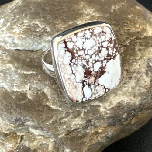 Navajo Wild Horse Turquoise Ring | Sterling Silver | Sz 8 Adjustable | Authentic Native American Handmade | 15556