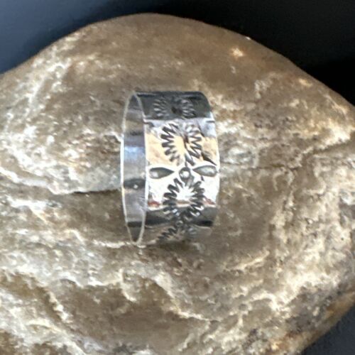 Navajo Stamped Sterling Silver Thumb Ring | Sz 14 | Authentic Native American Handmade | 15128