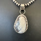 White Buffalo Turquoise Pendant | Navajo Pearls Sterling Silver Necklace | Authentic Native American Handmade | 17108