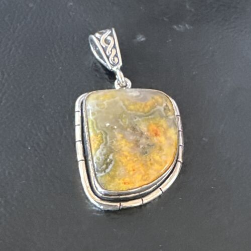 Navajo Bumblebee Jasper Pendant Necklace | Sterling Silver | Authentic Native American Handmade | 15963