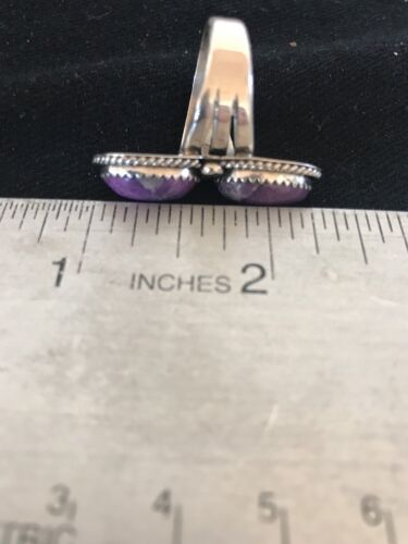 Navajo Purple Charoite Multi-Stone Ring | Authentic Native American Sterling Silver | Multi-Stone | Sz 8.25 | 03518