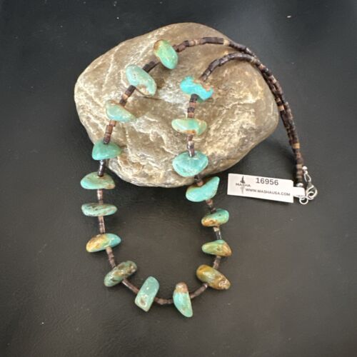 Navajo Royston Turquoise Shell Heishi Bead Necklace | Sterling Silver | 20" | 16956