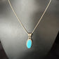 Navajo Blue Turquoise Pendant Necklace | Sterling Silver Chain | Authentic Native American Handmade | 20" | 12601