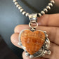 Navajo Orange Spiny Oyster Heart Pendant Necklace | Sterling Silver | Authentic Native American Handmade | 16422