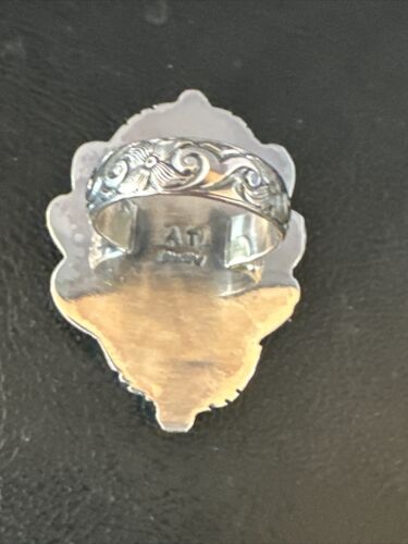 Navajo Yellow Bumble Bee Jasper Ring | Sterling Silver | Sz 10 | Authentic Native American Handmade | 14948