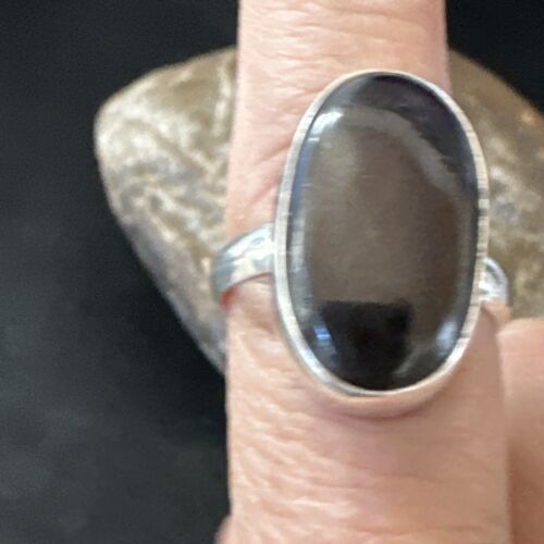 Navajo Black Onyx Ring | Sterling Silver | Sz 8 | Authentic Native American Handmade | 15540