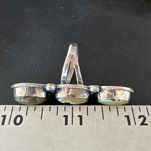 Navajo Green Royston Turquoise Multi-Stone Ring | Authentic Native American Sterling Silver | Sz 10.5 | 16722