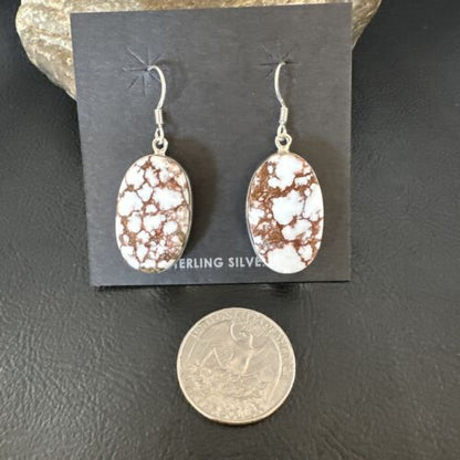 Navajo Wild Horse Turquoise Dangle Earrings | Sterling Silver | Authentic Native American Handmade | 15746