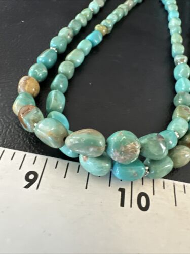 Royston Green Turquoise | Navajo Sterling Silver | Shell Heishi Necklace 32" | 16071