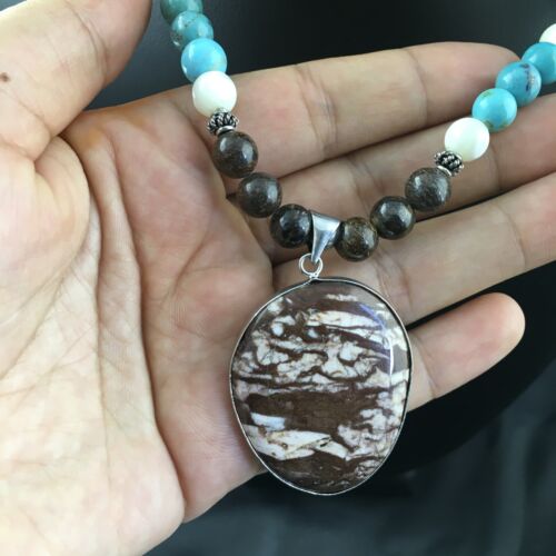Navajo Wild Horse Turquoise Pendant Necklace | Sterling Silver | 18" | Authentic Native American Handmade | 10148