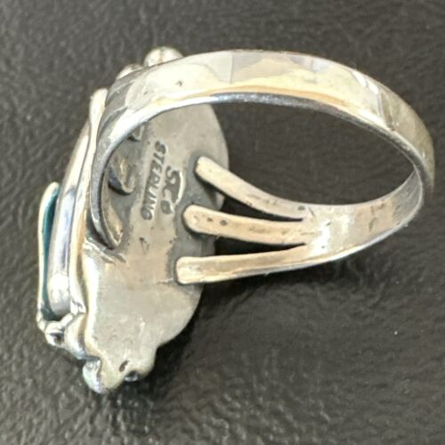 Navajo Leaf Blue Kingman Turquoise Ring | Sterling Silver | Sz 10.5 | Authentic Native American Handmade | 17136