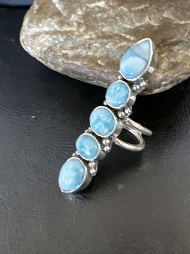 Navajo Blue Larimar Multi-Stone Ring | Authentic Native American Sterling Silver | Multi-Stone | Sz 7 | 15944