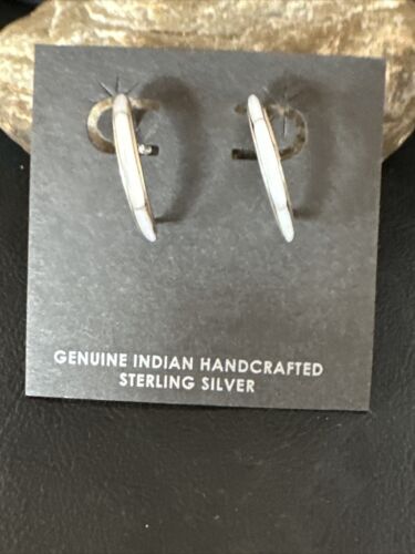 Navajo Pink Mother of Pearl Dangle Inlay Earrings | Sterling Silver | Authentic Native American Handmade | 15302