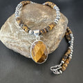 Southwestern Coffee Brown Tiger's Eye Pendant Necklace | Sterling Silver | 21" | 16369