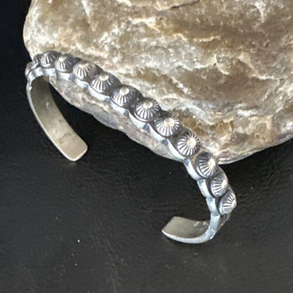 Navajo Stamped Cuff Bracelet | Old Pawn Sterling Silver | Authentic Native American Jewelry | 15163