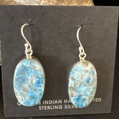 Blue Denim Lapis Dangle Earrings | Sterling Silver | 1" | 15792