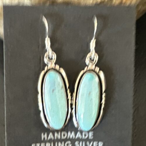 Women's Blue Dry Creek Turquoise Dangle Earrings | Navajo Sterling Silver | Authentic Native American Handmade | 16509