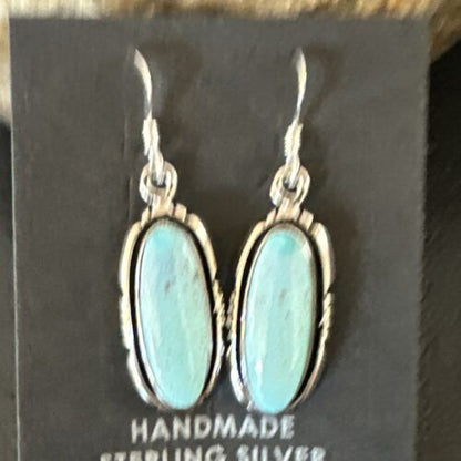 Women's Blue Dry Creek Turquoise Dangle Earrings | Navajo Sterling Silver | Authentic Native American Handmade | 16509