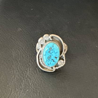 Navajo Blue Kingman Turquoise Ring | Sterling Silver | Sz 9 | Authentic Native American Handmade | 15893