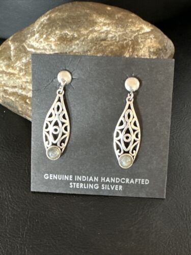 Navajo Labradorite Dangle Earrings | Sterling Silver | Authentic Native American Handmade | 15310