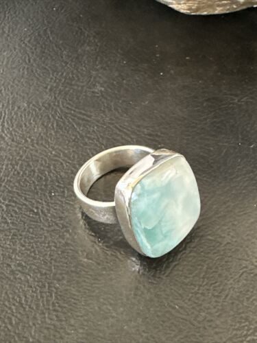 Navajo Blue Larimar Ring | Sterling Silver | Sz 8 | Authentic Native American Handmade | 17585