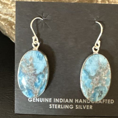 Blue Denim Lapis Dangle Earrings | Sterling Silver | 1" | 15796