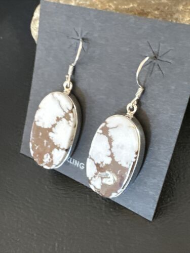 Navajo Wild Horse Turquoise Dangle Earrings | Sterling Silver | Authentic Native American Handmade | 15744