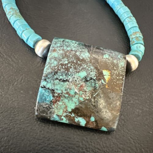 Navajo SpiderWeb Turquoise Heishi Pearls Necklace | Sterling Silver | 20" | Authentic Native American Handmade | 17097