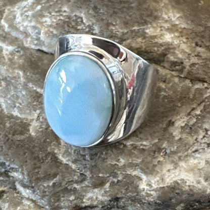 Navajo Blue Larimar Ring | Sterling Silver | Sz 9 | Authentic Native American Handmade | 16601